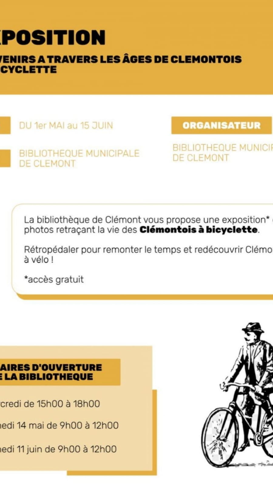 Exposition - Souvenirs à travers les âges de Clémontois en Bicyclette